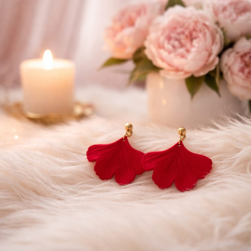 Boucles rouge pétales